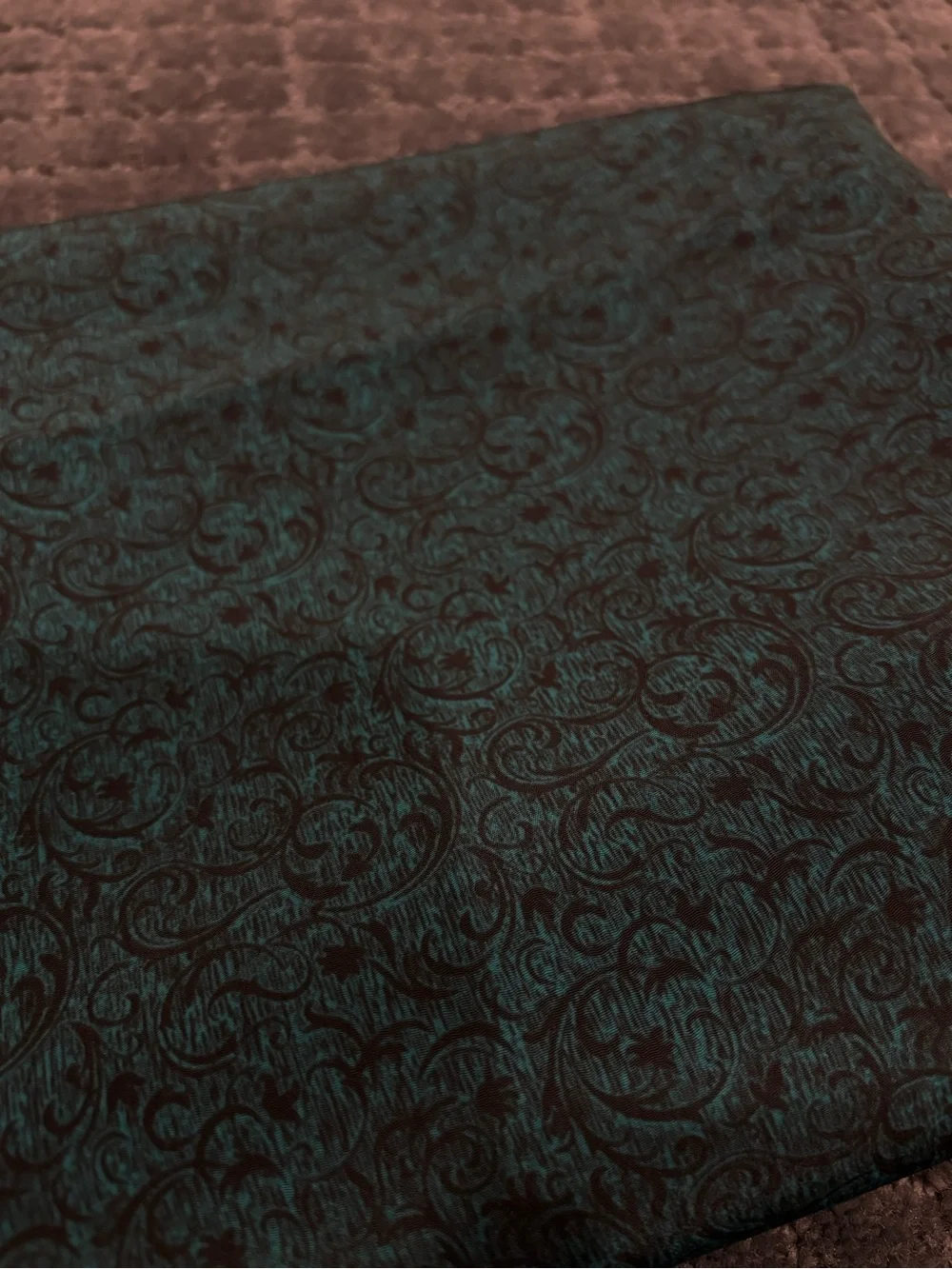 Teal and Black Damask dressy elegant shiny smooth fabric